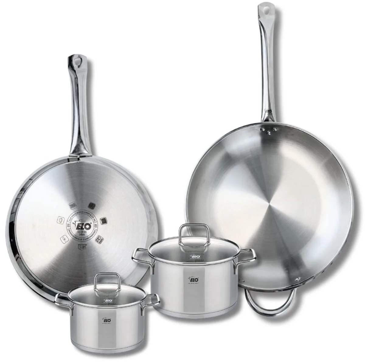 Set van 2 Bakpannen 28 en 32 cm en 2 Kookpotten 14 en 16 cm Elo Profi Citrin de Fackelmann en Roestvrij staal – photo produit