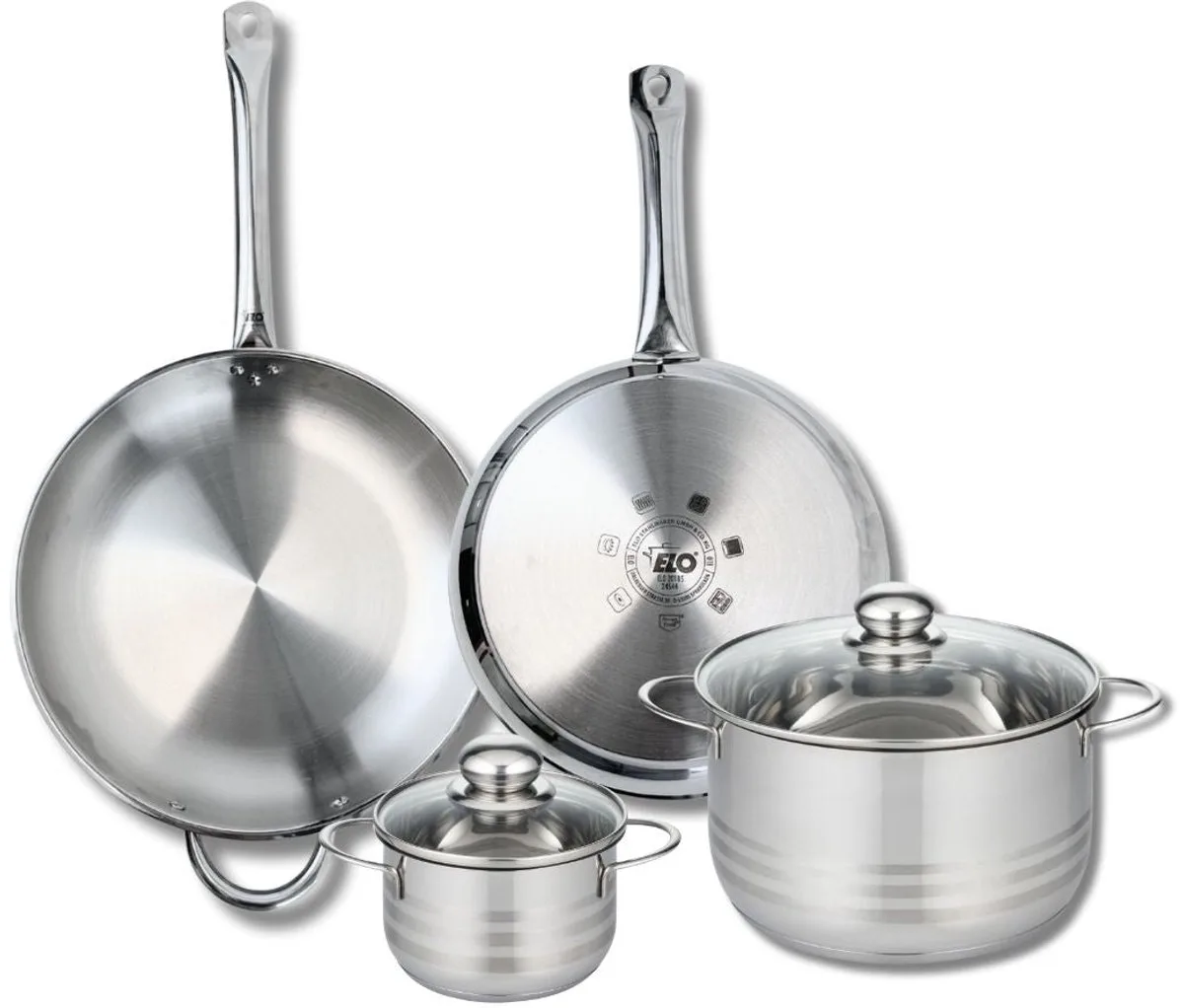Set van 2 Bakpannen 28 en 32 cm en 2 Kookpotten 14 en 24 cm Elo Profi Brillant de Fackelmann en Roestvrij staal – photo produit
