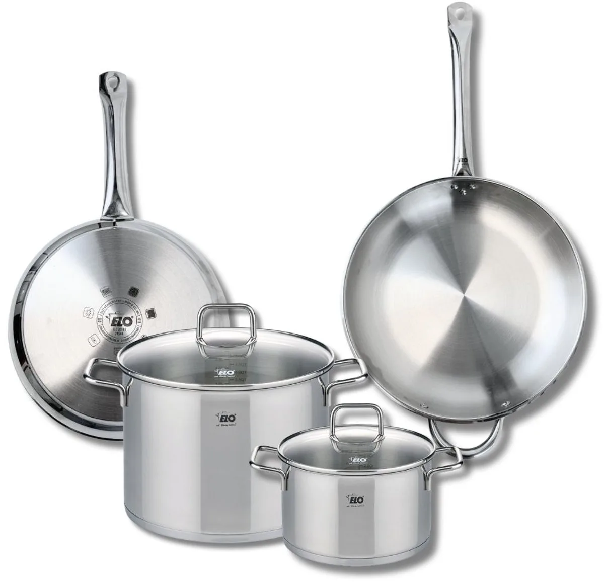 Set van 2 Bakpannen 28 en 32 cm en 2 Kookpotten 20 en 26 cm Elo Profi Citrin de Fackelmann en Roestvrij staal – photo produit