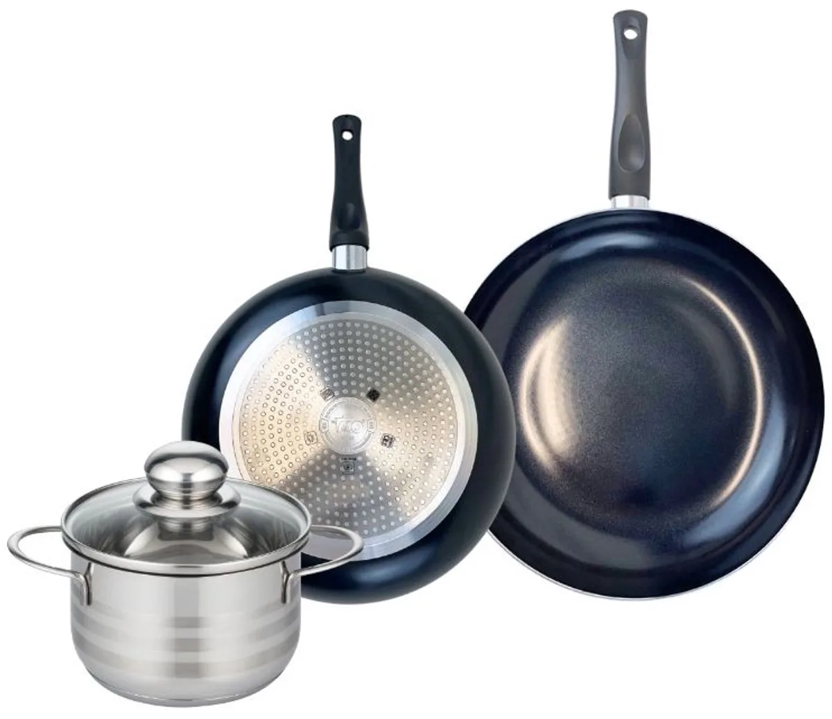 Set van 2 Koekenpannen 20 en 24 cm en 1 braadpan 14 cm Elo Prima Brillant by Fackelmann in Black – product photo