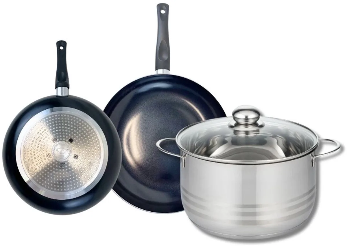 Set van 2 Koekenpannen 20 en 24 cm en 1 braadpan 24 cm Elo Prima Brillant de Fackelmann en Noir – photo produit