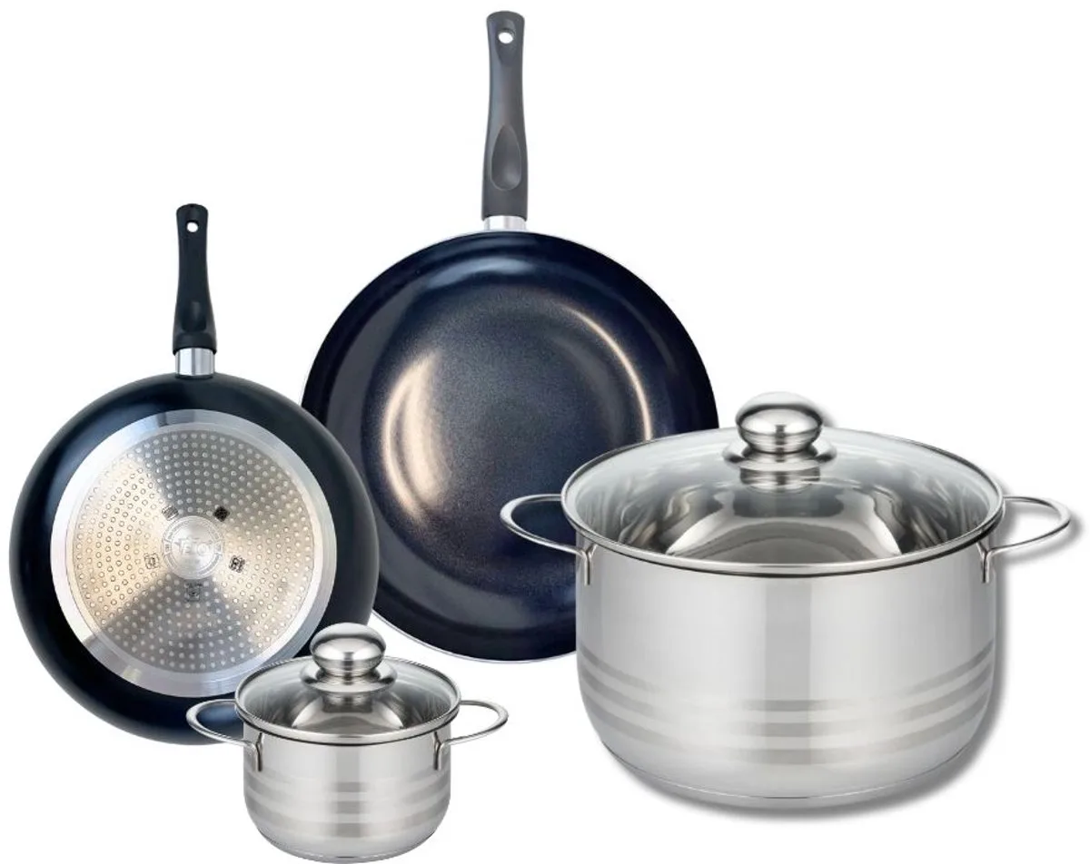 Set van 2 Koekenpannen 20 en 24 cm en 2 Kookpannen 12 en 24 cm Elo Prima Glanzend de Fackelmann en Noir – photo produit