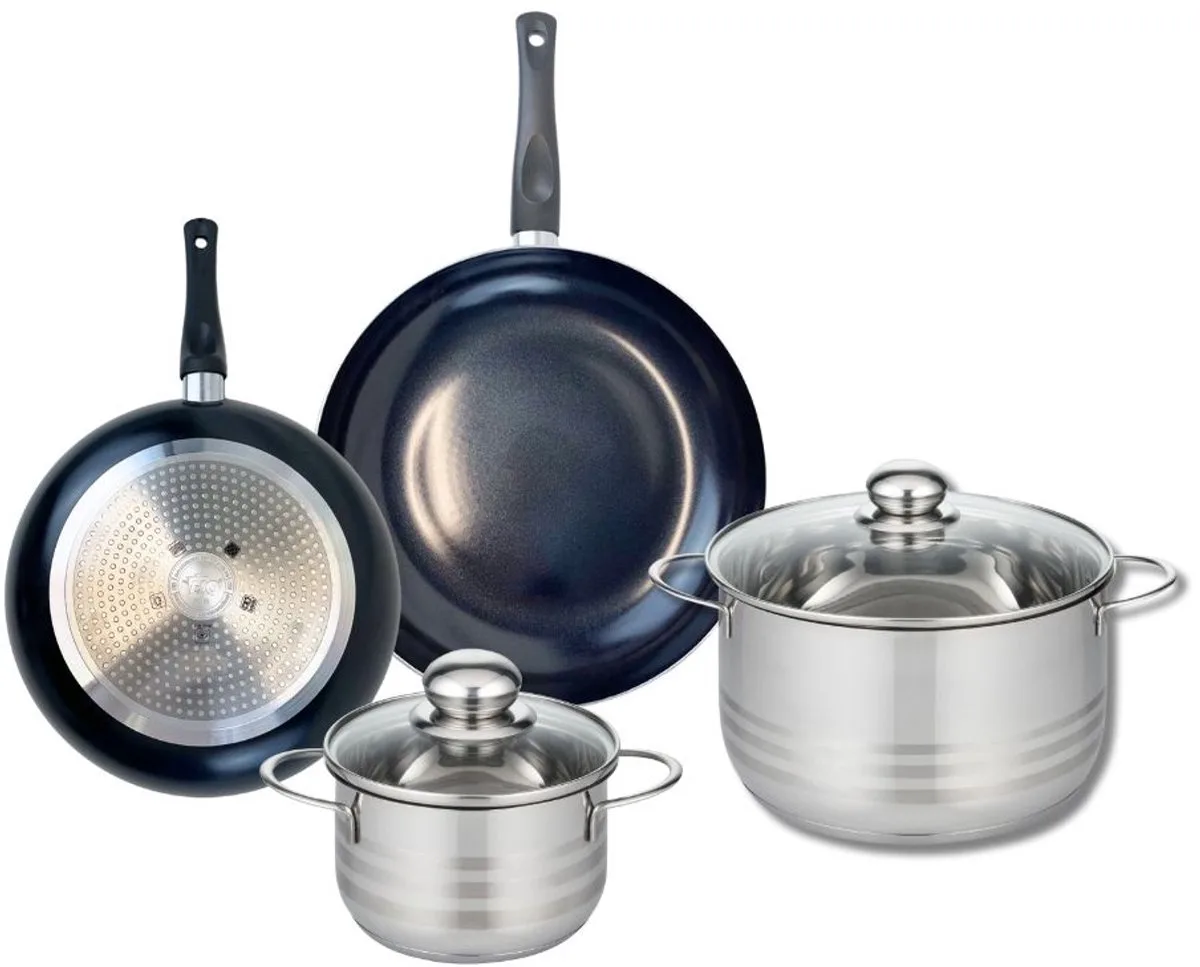 Set van 2 Koekenpannen 20 en 24 cm en 2 Kookpotten 14 en 20 cm Elo Prima Glanzend by Fackelmann in Black – product photo