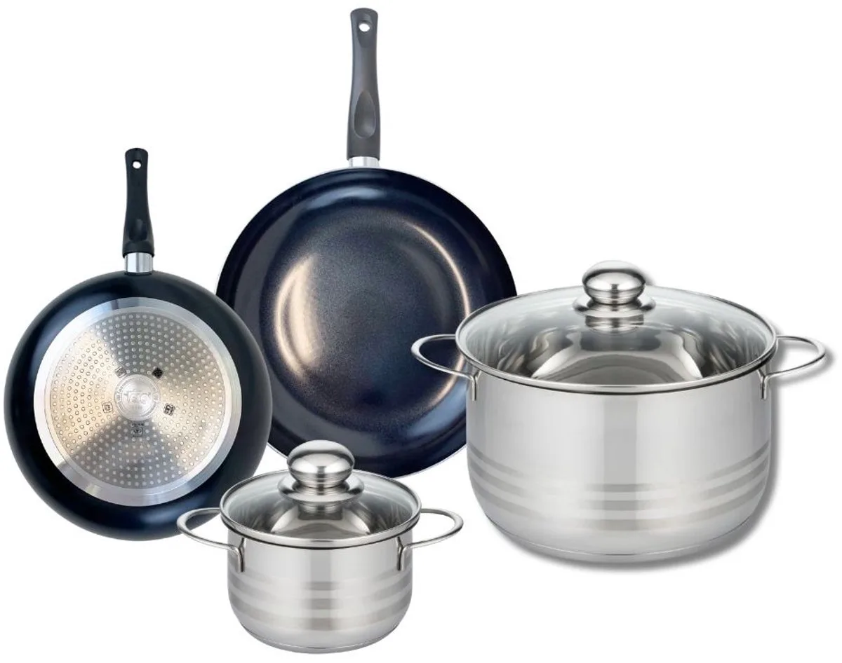 Set van 2 Koekenpannen 20 en 24 cm en 2 Kookpotten 14 en 24 cm Elo Prima Glanzend by Fackelmann in Black – product photo
