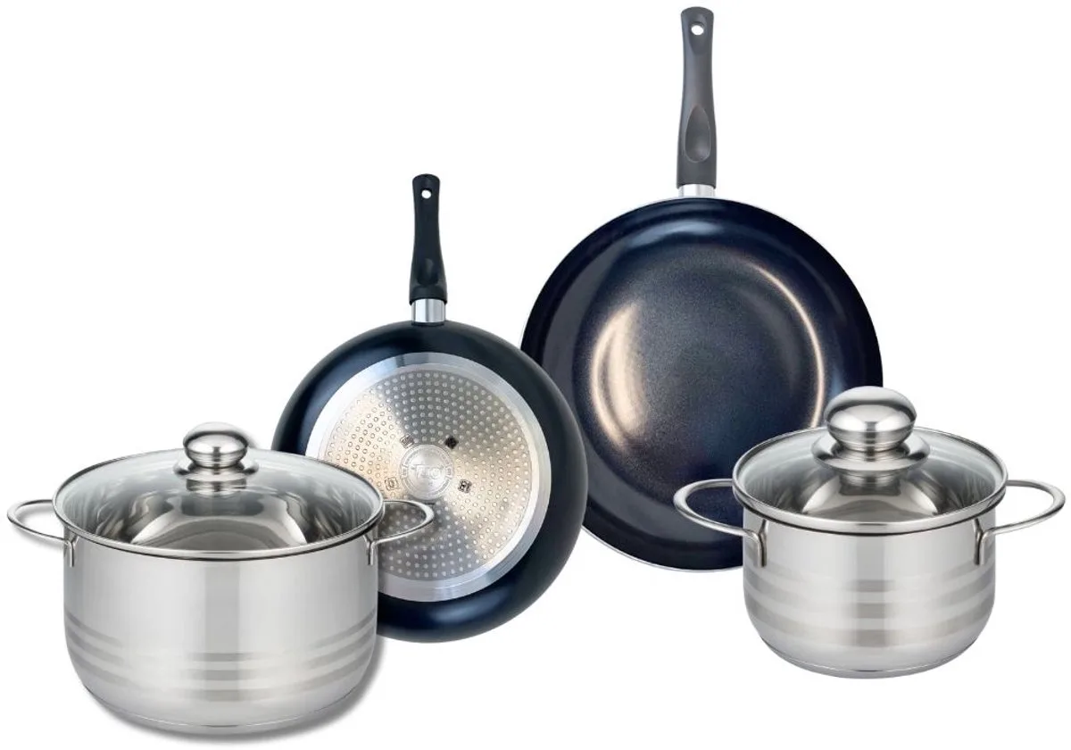 Set van 2 Koekenpannen 20 en 24 cm en 2 kookpotten 16 en 20 cm Elo Prima Glanzend de Fackelmann en Noir – photo produit