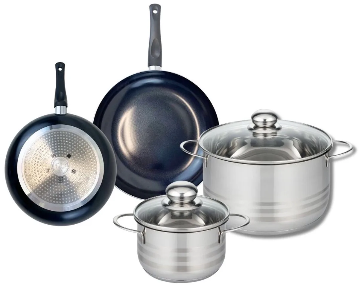 Set van 2 Koekenpannen 20 en 24 cm en 2 Kookpotten 16 en 24 cm Elo Prima Glanzend de Fackelmann en Noir – photo produit
