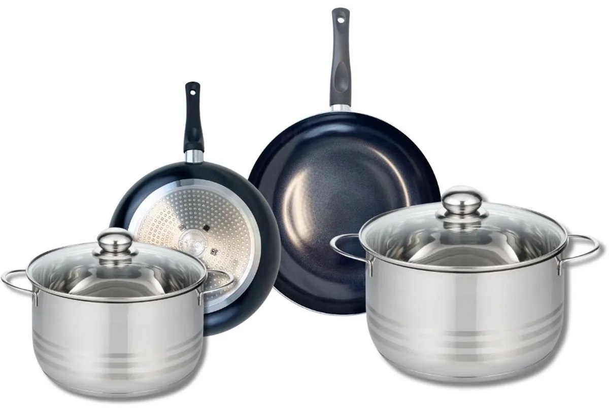 Set van 2 Koekenpannen 20 en 24 cm en 2 Kookpotten 20 en 24 cm Elo Prima Glanzend by Fackelmann in Black – product photo