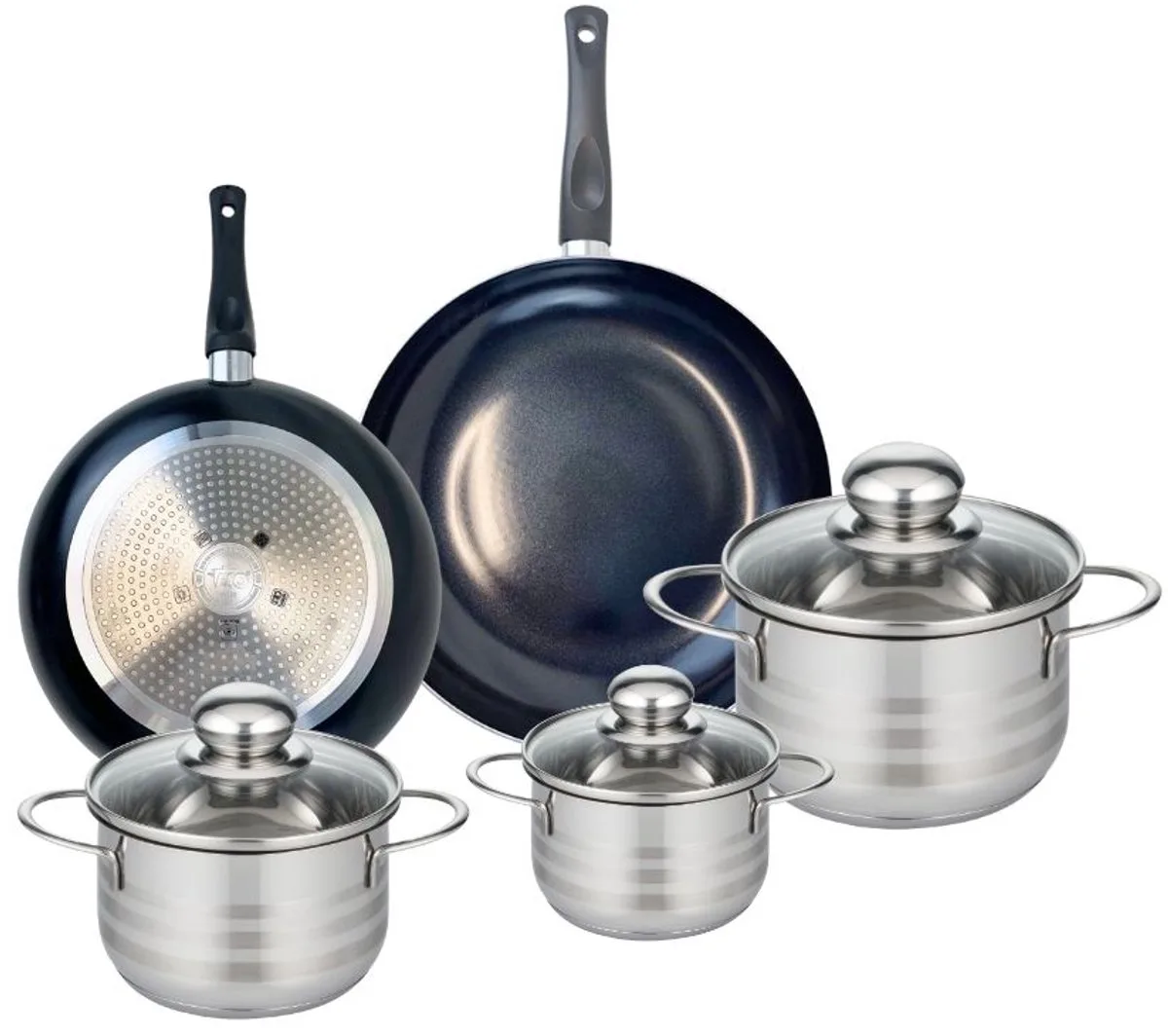 Set van 2 Koekenpannen 20 en 24 cm en 3 kookpotten 12, 14 en 16 cm Elo Prima Brillant van Fackelmann in Zwart – productfoto