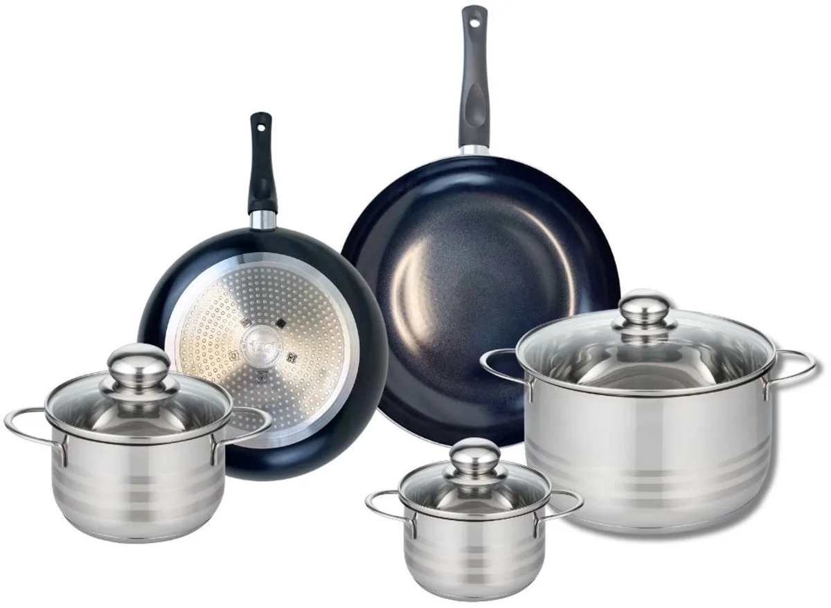 Set van 2 Koekenpannen 20 en 24 cm en 3 kookpotten 12, 14 en 24 cm Elo Prima Brillant de Fackelmann en Noir – photo produit