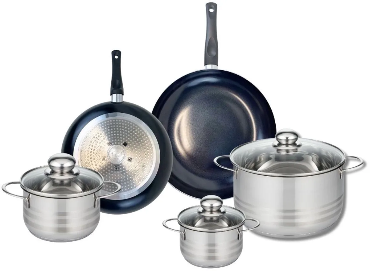 Set van 2 Koekenpannen 20 en 24 cm en 3 kookpotten 12, 14 en 20 cm Elo Prima Brillant von Fackelmann in Schwarz – Produktfoto