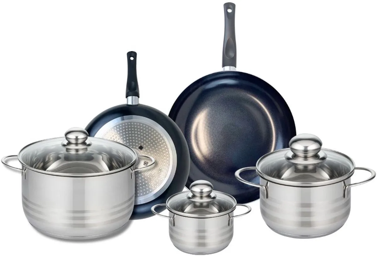 Set van 2 Koekenpannen 20 en 24 cm en 3 kookpotten 12, 16 en 20 cm Elo Prima Glanzend by Fackelmann in Black – product photo