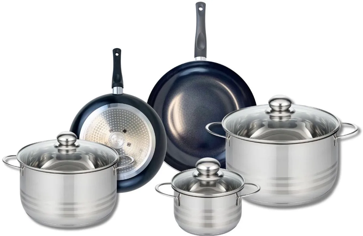 Set van 2 Koekenpannen 20 en 24 cm en 3 Kookpotten 14, 20 en 24 cm Elo Prima Brillant de Fackelmann en Noir – photo produit