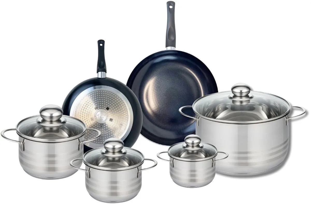 Set van 2 Koekenpannen 20 en 24 cm en 4 kookpotten 12, 14, 16 en 24 cm Elo Prima Brillant de Fackelmann en Noir – photo produit