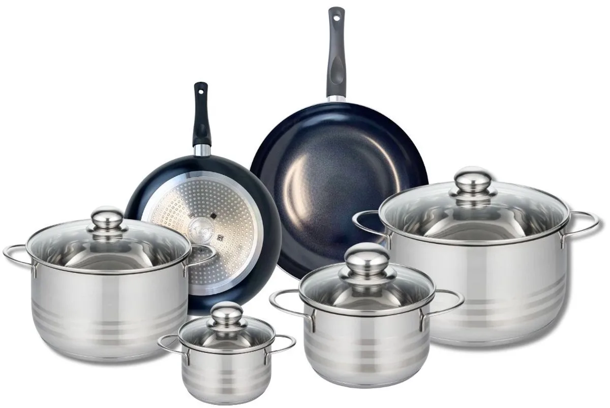 Set van 2 Koekenpannen 20 en 24 cm en 4 kookpotten 12, 16, 20 en 24 cm Elo Prima Brillant de Fackelmann en Noir – photo produit