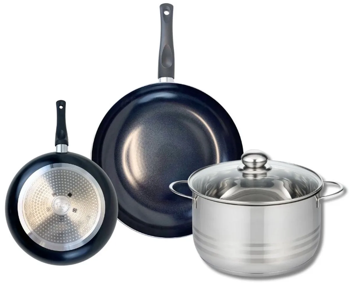 Set van 2 Koekenpannen 20 en 28 cm en 1 braadpan 24 cm Elo Prima Brillant de Fackelmann en Noir – photo produit