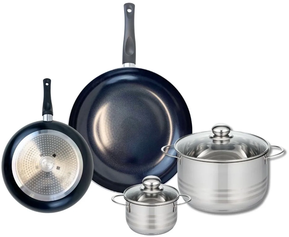 Set van 2 Koekenpannen 20 en 28 cm en 2 kookpotten 12 en 20 cm Elo Prima Glanzend by Fackelmann in Black – product photo
