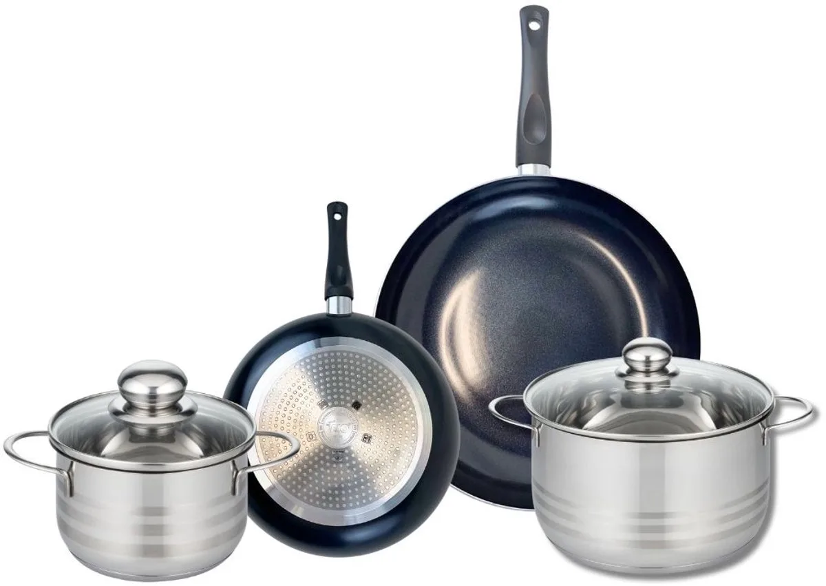Set van 2 Koekenpannen 20 en 28 cm en 2 kookpotten 16 en 20 cm Elo Prima Glanzend de Fackelmann en Noir – photo produit
