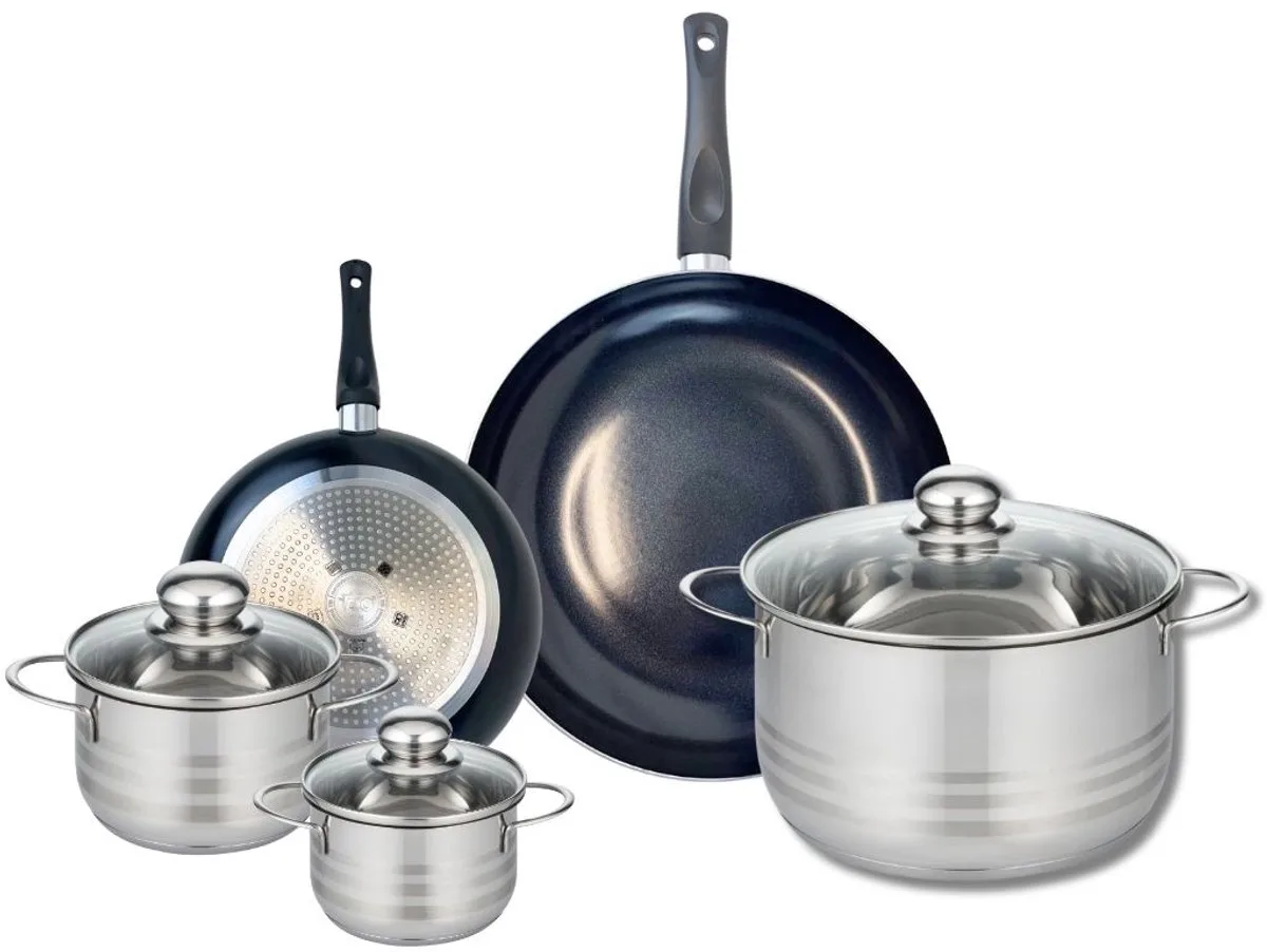 Set van 2 Koekenpannen 20 en 28 cm en 3 kookpotten 12, 14 en 24 cm Elo Prima Brillant de Fackelmann en Noir – photo produit