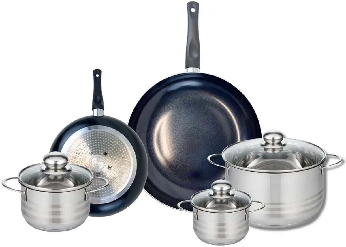 Set van 2 Koekenpannen 20 en 28 cm en 3 kookpotten 12, 14 en 20 cm Elo Prima Brillant de Fackelmann en Noir – photo produit