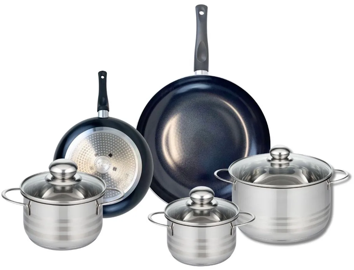 Set van 2 Koekenpannen 20 en 28 cm en 3 kookpotten 14, 16 en 20 cm Elo Prima Brillant från Fackelmann i Svart – produktbild