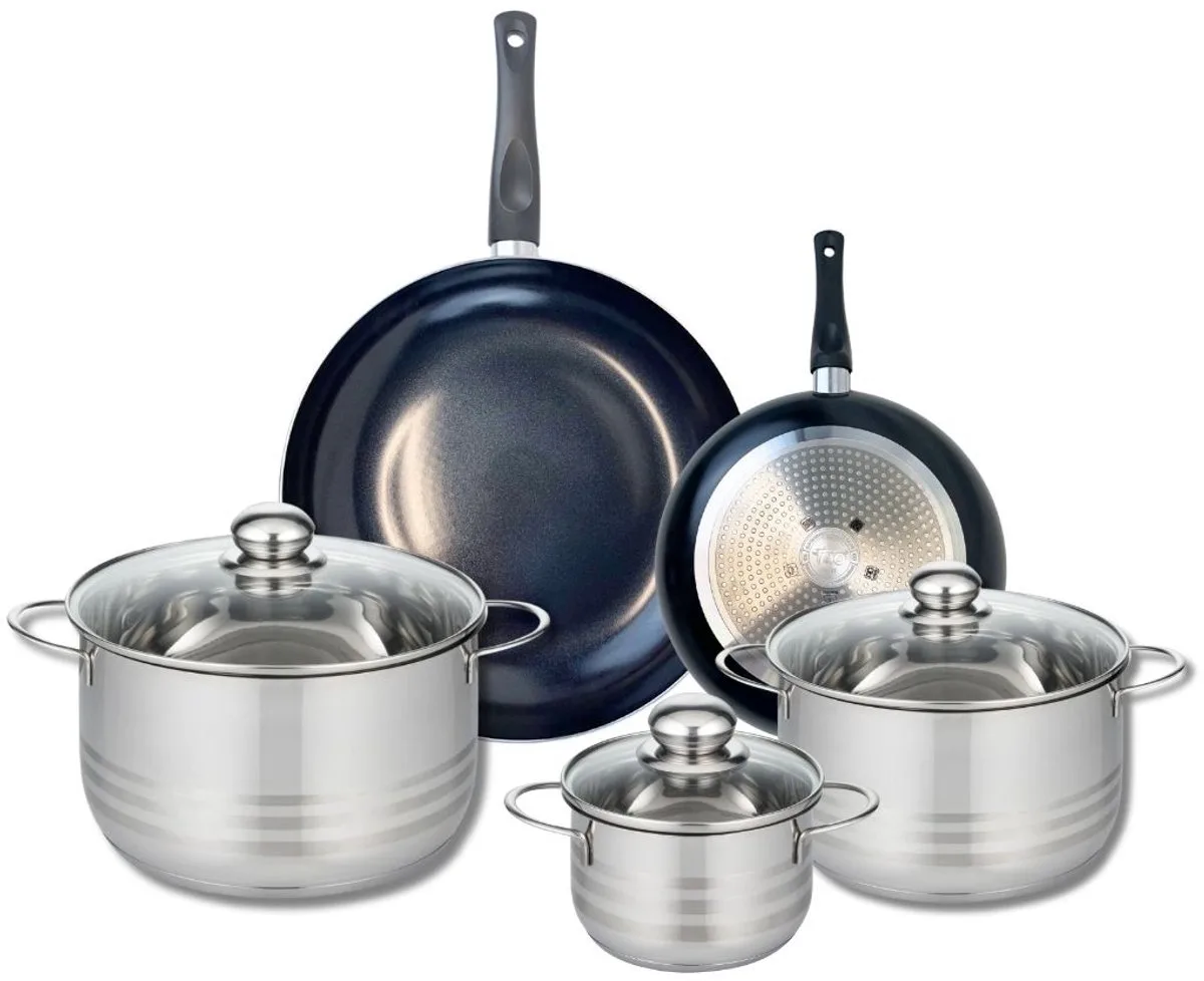 Set van 2 Koekenpannen 20 en 28 cm en 3 Kookpotten 14, 20 en 24 cm Elo Prima Glanzend de Fackelmann en Noir – photo produit