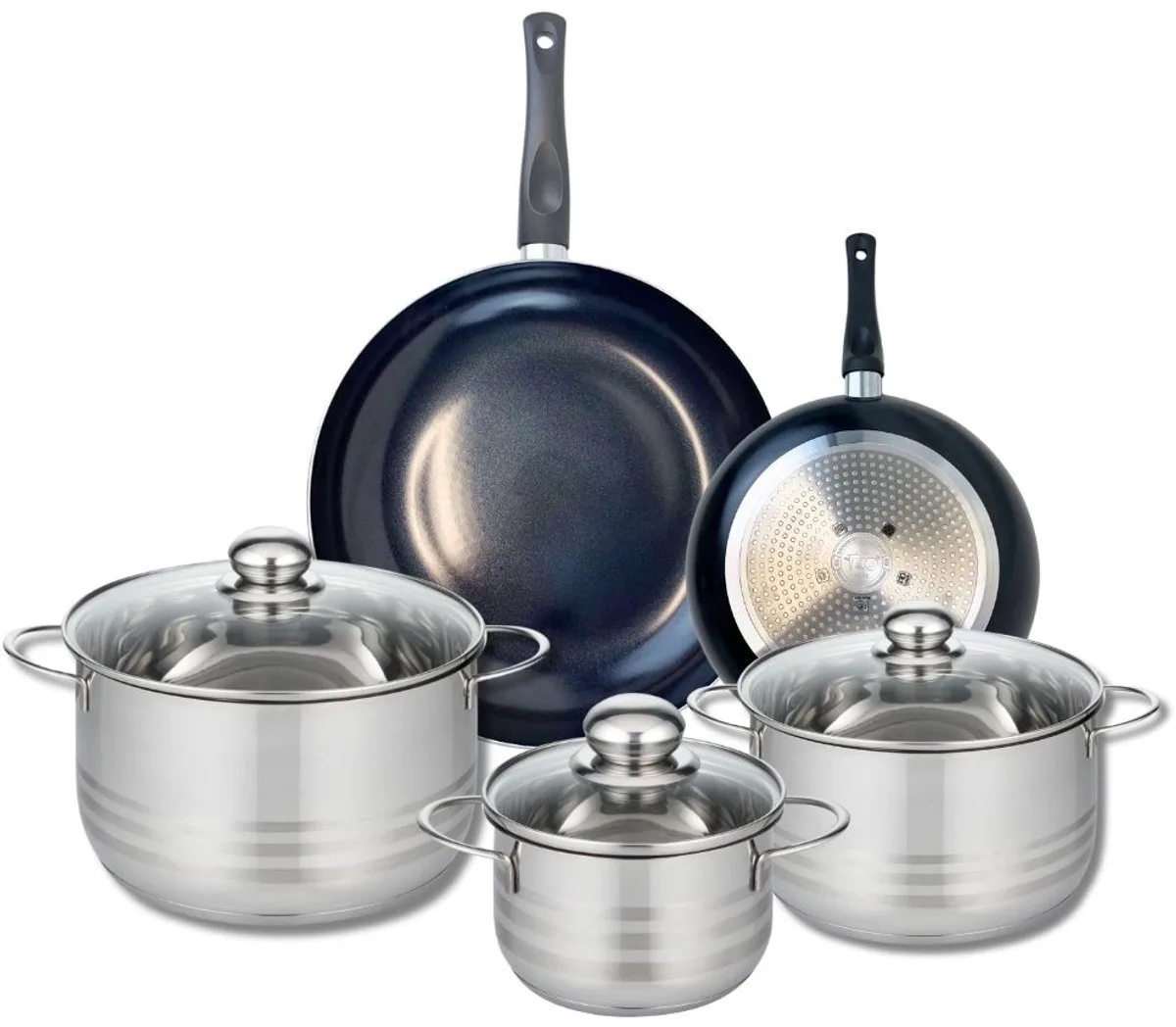 Set van 2 Koekenpannen 20 en 28 cm en 3 Kookpotten 16, 20 en 24 cm Elo Prima Glanzend by Fackelmann in Black – product photo