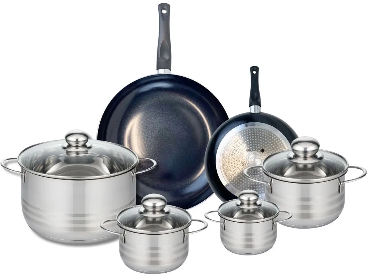 Set van 2 Koekenpannen 20 en 28 cm en 4 kookpotten 12, 14, 16 en 24 cm Elo Prima Brillant de Fackelmann en Noir – photo produit