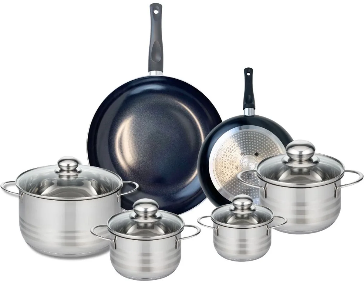 Set van 2 Koekenpannen 20 en 28 cm en 4 kookpotten 12, 14, 16 en 20 cm Elo Prima Brillant van Fackelmann in Zwart – productfoto