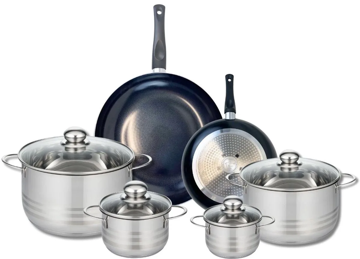 Set van 2 Koekenpannen 20 en 28 cm en 4 kookpotten 12, 14, 20 en 24 cm Elo Prima Brillant de Fackelmann en Noir – photo produit