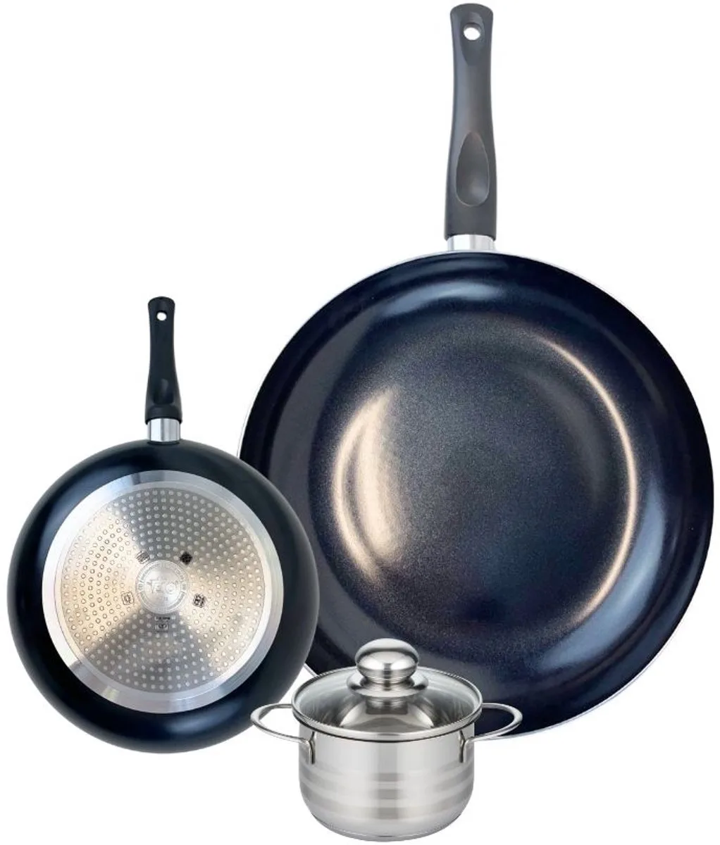 Set van 2 Koekenpannen 20 en 32 cm en 1 braadpan 12 cm Elo Prima Brillant de Fackelmann en Noir – photo produit