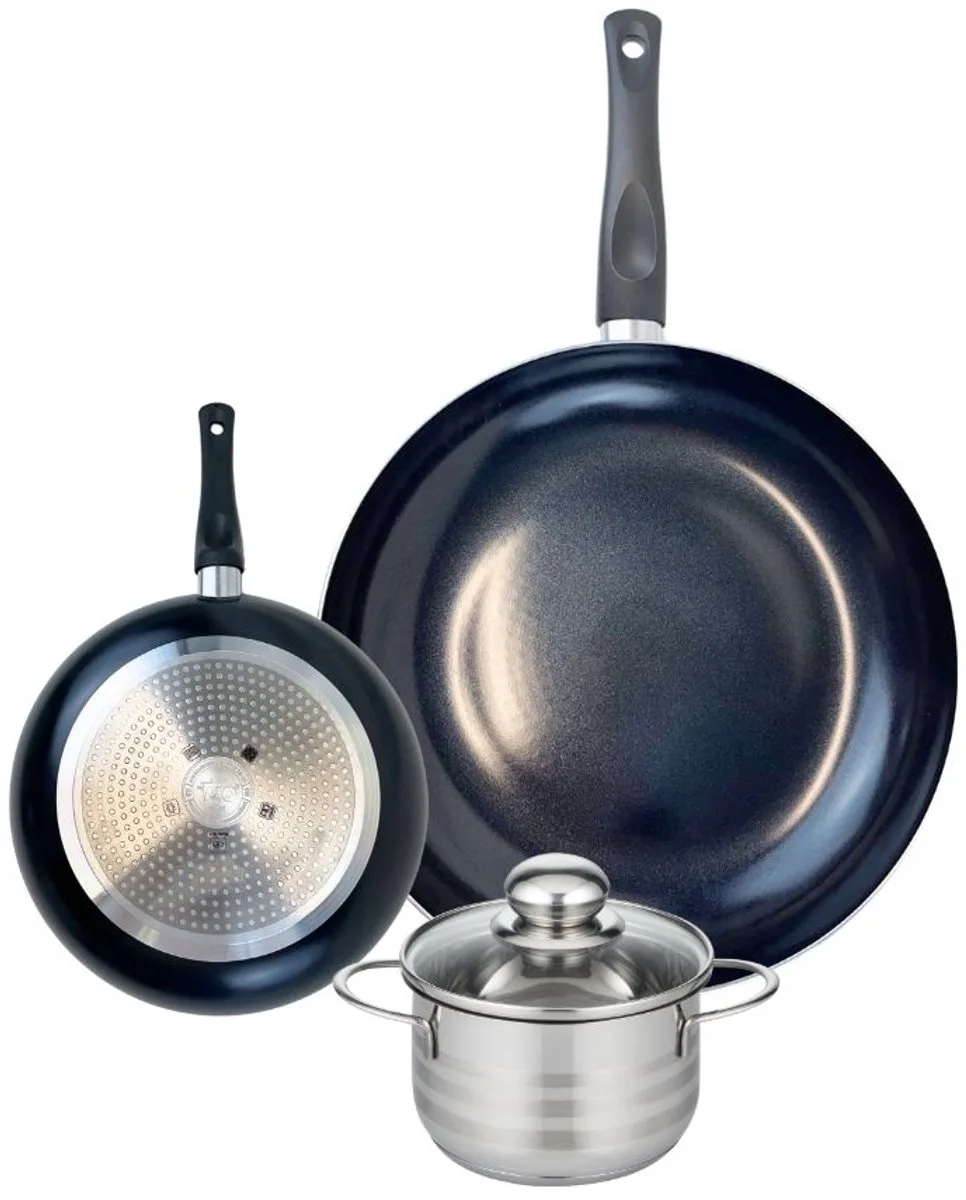 Set van 2 Koekenpannen 20 en 32 cm en 1 braadpan 14 cm Elo Prima Brillant by Fackelmann in Black – product photo