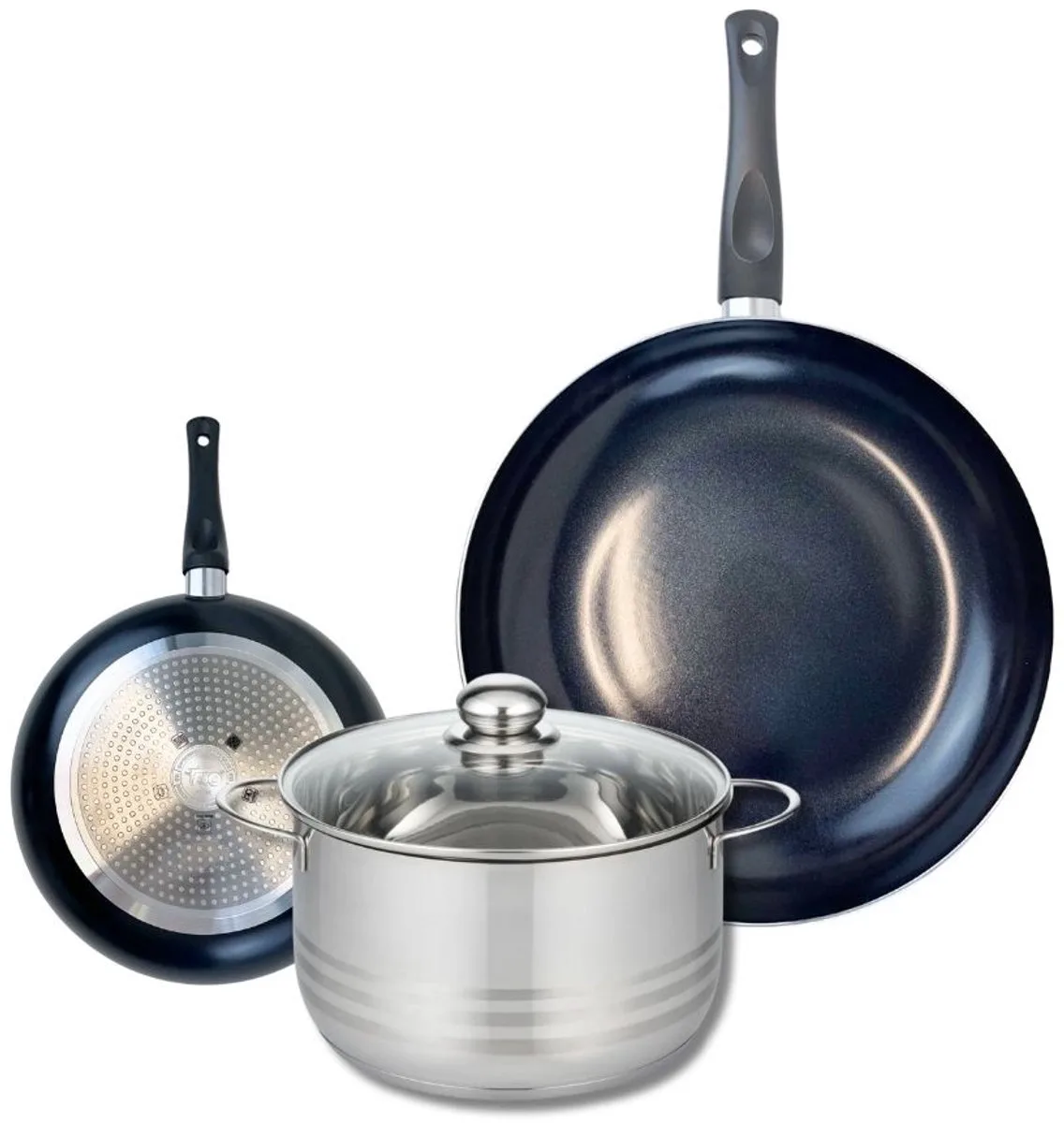 Set van 2 Koekenpannen 20 en 32 cm en 1 braadpan 20 cm Elo Prima Brillant by Fackelmann in Black – product photo