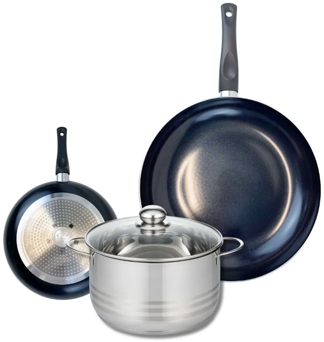 Set van 2 Koekenpannen 20 en 32 cm en 1 braadpan 24 cm Elo Prima Brillant från Fackelmann i Svart – produktbild