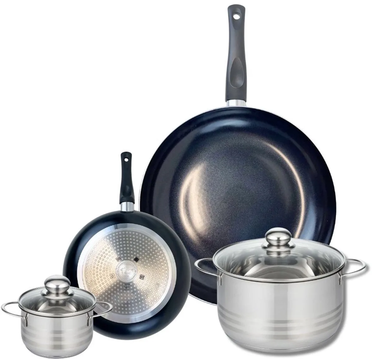Set van 2 Koekenpannen 20 en 32 cm en 2 Kookpotten 12 en 20 cm Elo Prima Glanzend by Fackelmann in Black – product photo