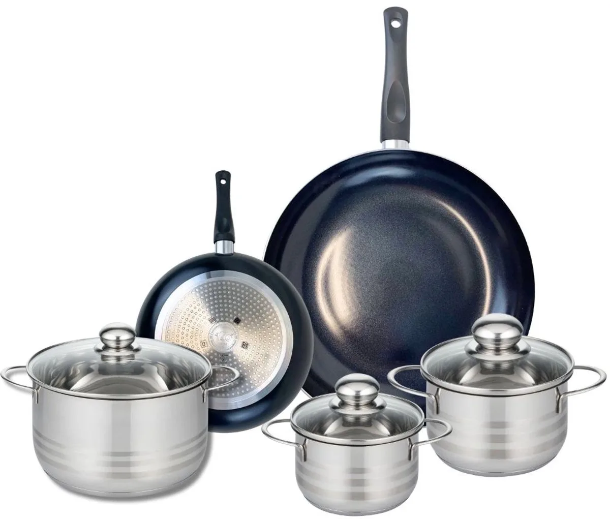 Set van 2 Koekenpannen 20 en 32 cm en 3 kookpotten 14, 16 en 20 cm Elo Prima Brillant by Fackelmann in Black – product photo