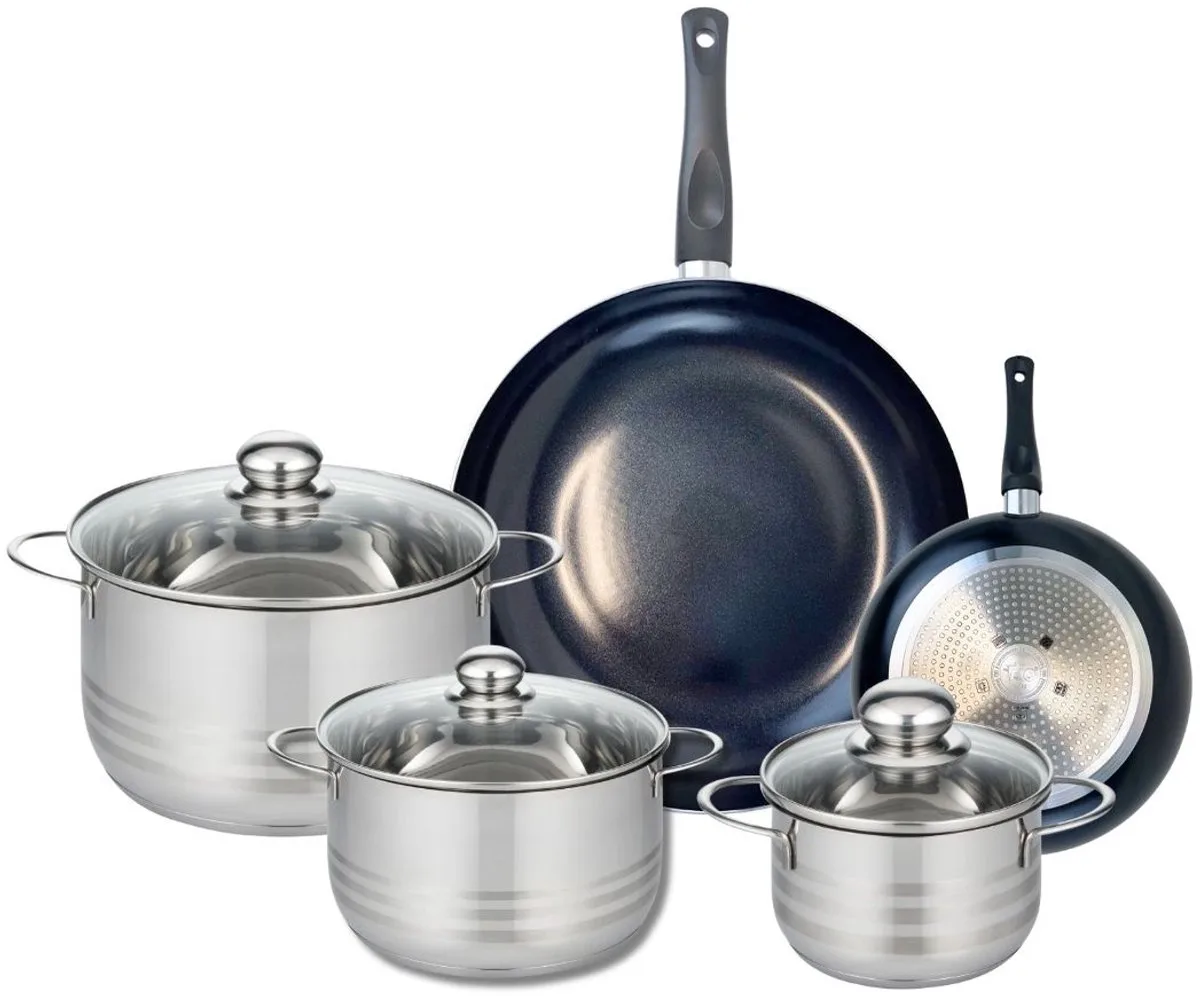 Set van 2 Koekenpannen 20 en 32 cm en 3 kookpotten 16, 20 en 24 cm Elo Prima Brillant by Fackelmann in Black – product photo