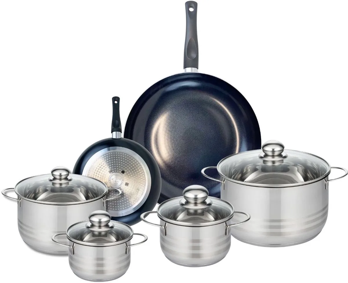 Set van 2 Koekenpannen 20 en 32 cm en 4 kookpotten 14, 16, 20 en 24 cm Elo Prima Brillant by Fackelmann in Black – product photo