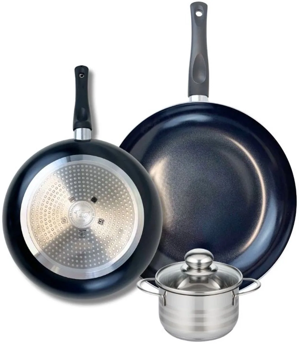 Set van 2 Koekenpannen 24 en 28 cm en 1 braadpan 12 cm Elo Prima Brillant by Fackelmann in Black – product photo