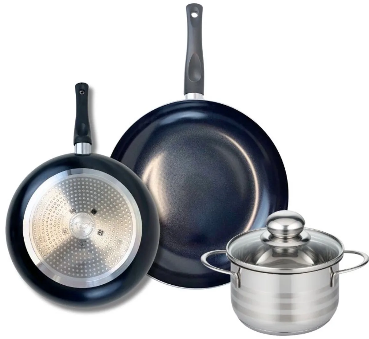 Set van 2 Koekenpannen 24 en 28 cm en 1 braadpan 16 cm Elo Prima Brillant by Fackelmann in Black – product photo