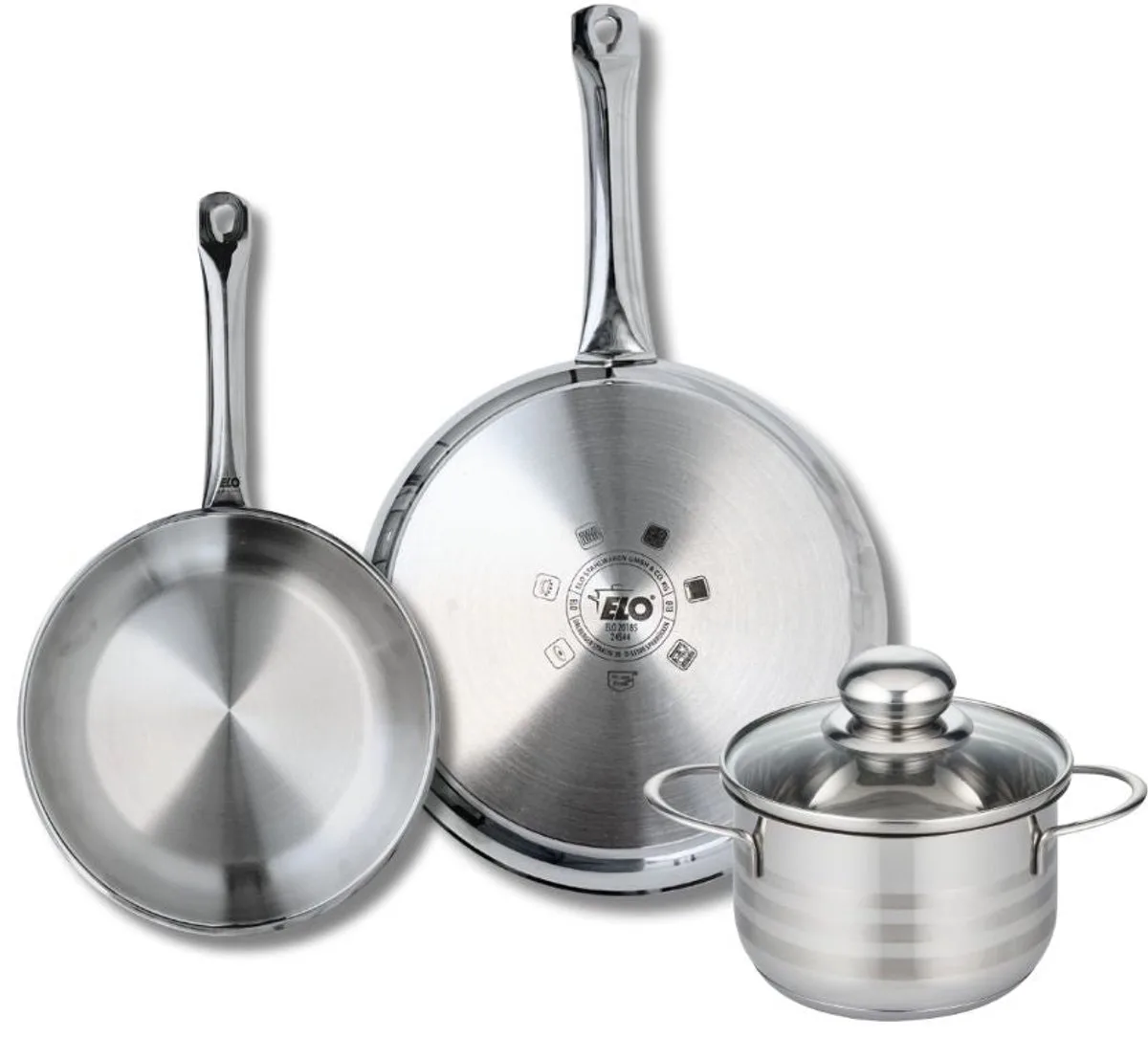 Set van 2 Koekenpannen 24 en 28 cm en 1 braadpan 16 cm Elo Profi Brillant de Fackelmann en Gris – photo produit