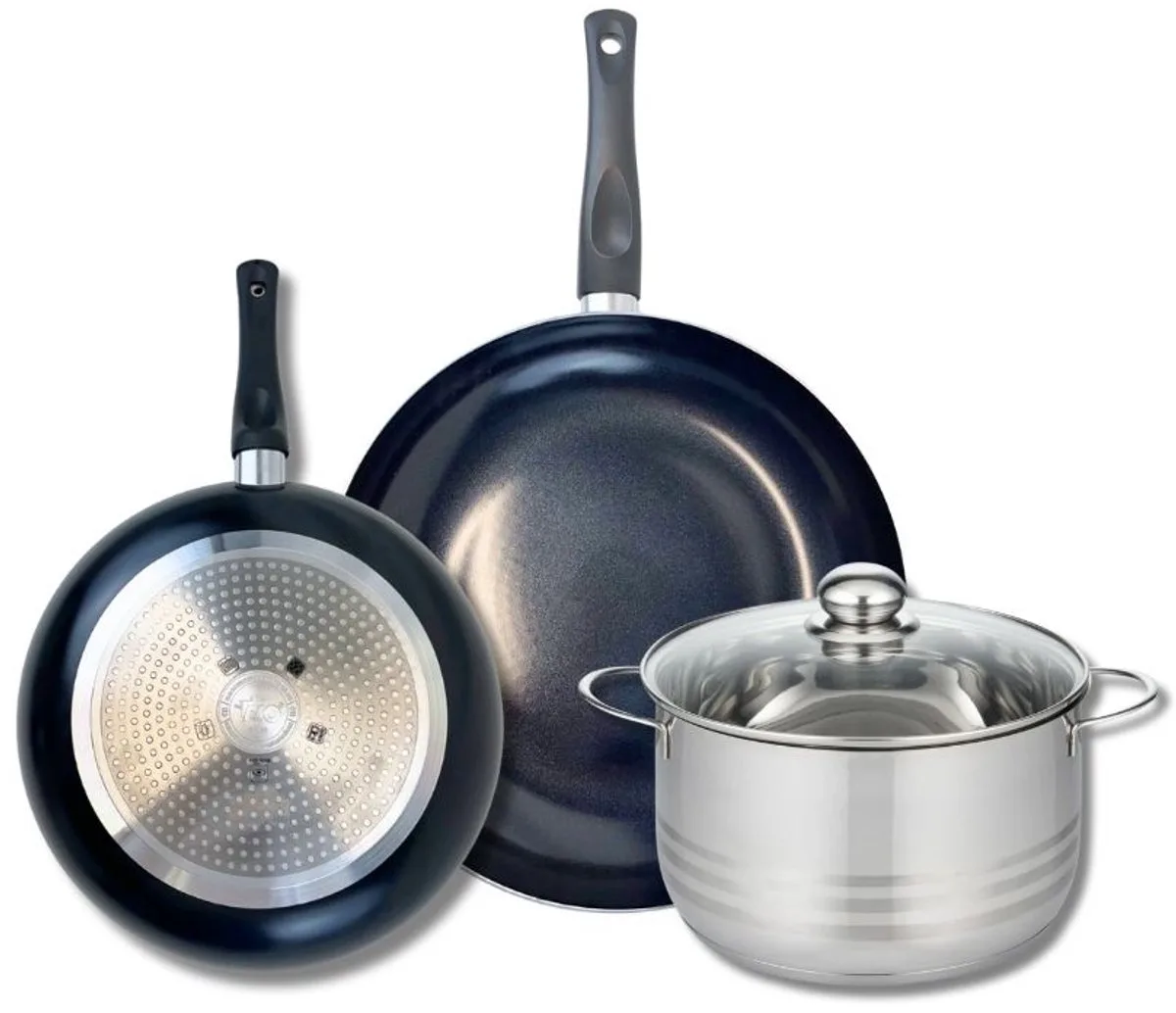 Set van 2 Koekenpannen 24 en 28 cm en 1 braadpan 20 cm Elo Prima Brillant de Fackelmann en Noir – photo produit