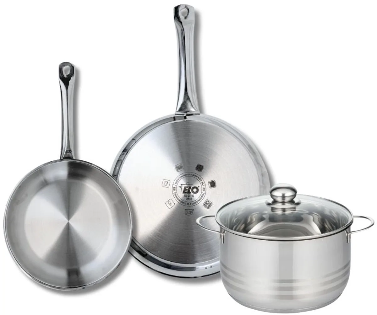 Set van 2 Koekenpannen 24 en 28 cm en 1 braadpan 20 cm Elo Profi Brillant från Fackelmann i Grå – produktbild