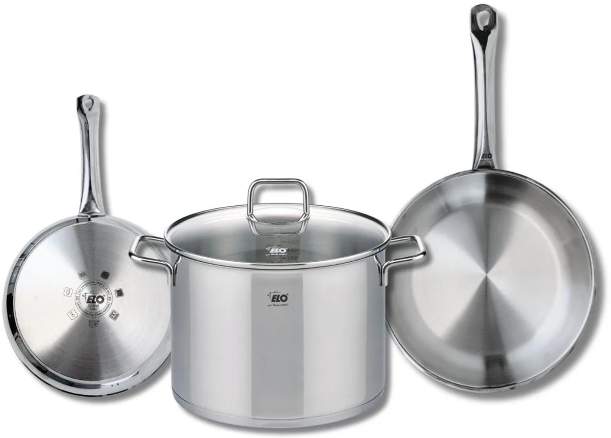 Set van 2 Koekenpannen 24 en 28 cm en 1 kookpan 26 cm Elo Profi Citrin by Fackelmann in Grey – product photo