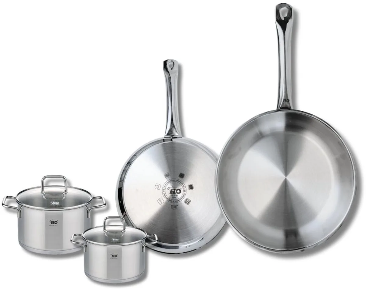 Set van 2 Koekenpannen 24 en 28 cm en 2 kookpotten 12 en 14 cm Elo Profi Citrin från Fackelmann i Grå – produktbild