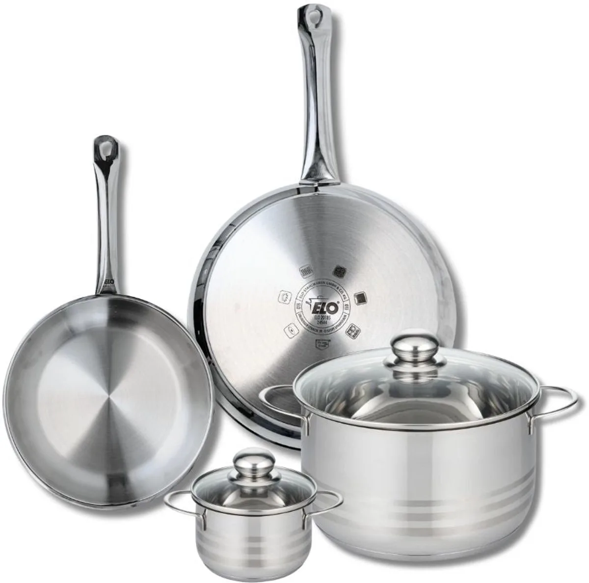 Set van 2 Koekenpannen 24 en 28 cm en 2 kookpotten 12 en 24 cm Elo Profi Brillant by Fackelmann in Grey – product photo