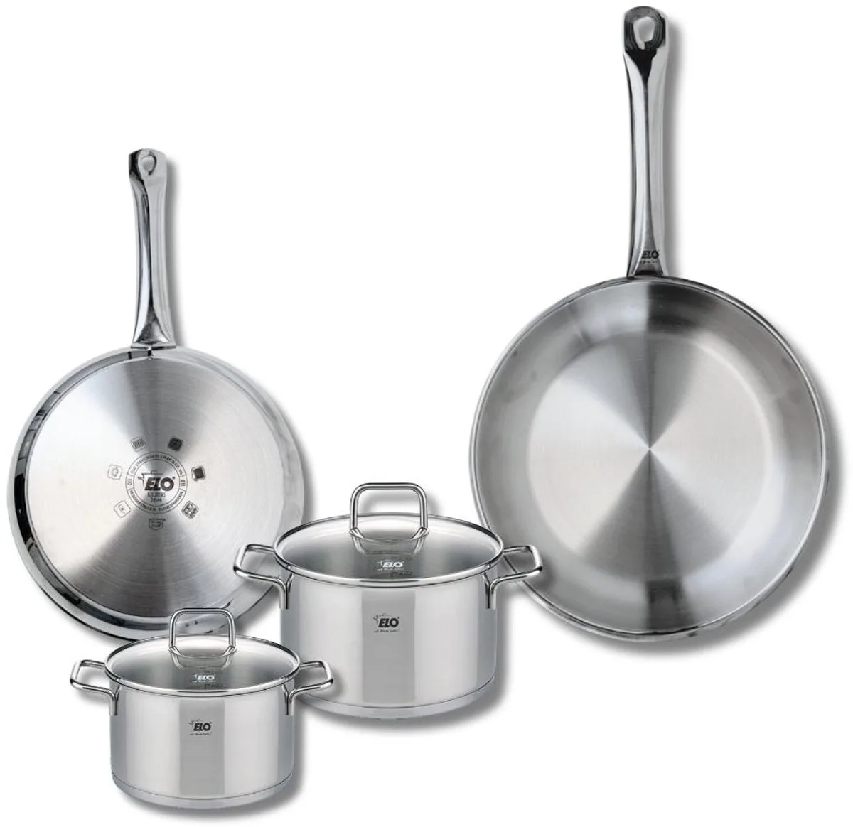Set van 2 Koekenpannen 24 en 28 cm en 2 kookpotten 14 en 16 cm Elo Profi Citrin från Fackelmann i Grå – produktbild