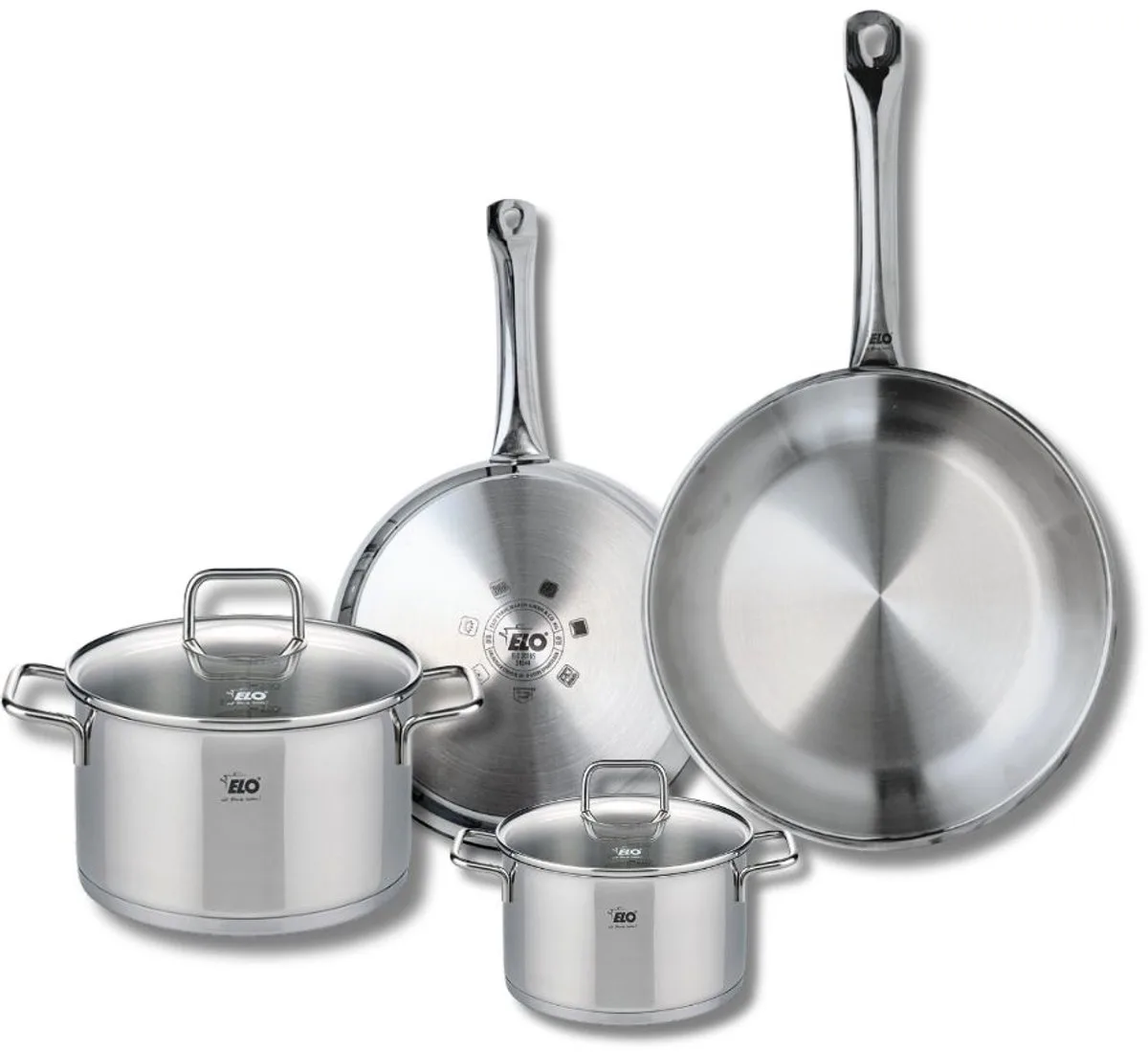 Set van 2 Koekenpannen 24 en 28 cm en 2 kookpotten 14 en 20 cm Elo Profi Citrin van Fackelmann in Grijs – productfoto