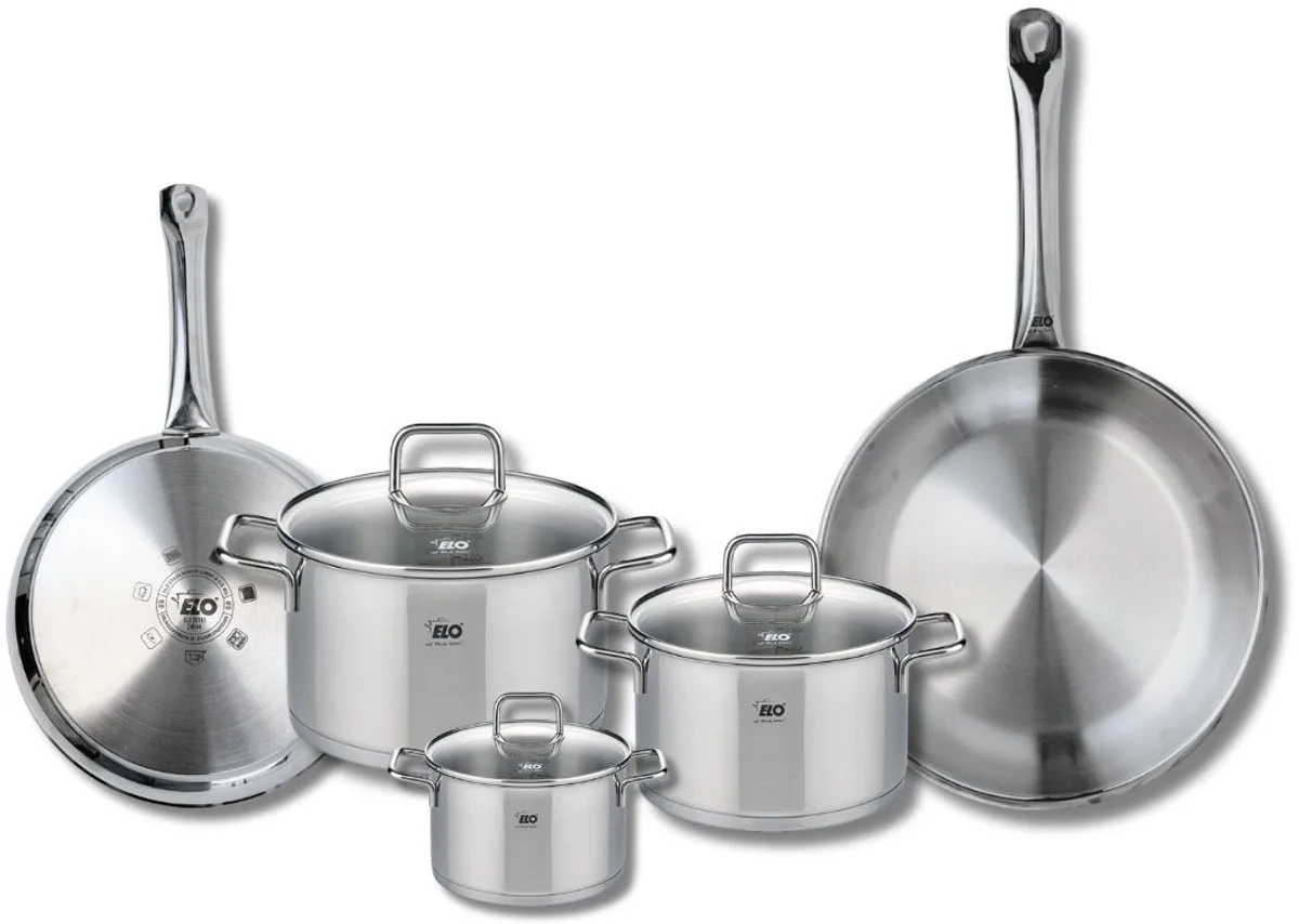 Set van 2 Koekenpannen 24 en 28 cm en 3 kookpotten 12, 16 en 20 cm Elo Profi Citrin by Fackelmann in Grey – product photo