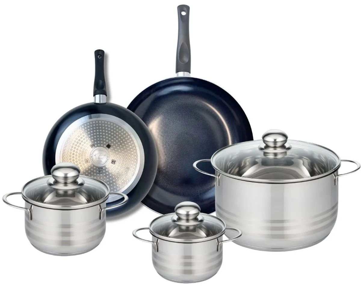 Set van 2 Koekenpannen 24 en 28 cm en 3 Kookpotten 14, 16 en 24 cm Elo Prima Brillant van Fackelmann in Zwart – productfoto