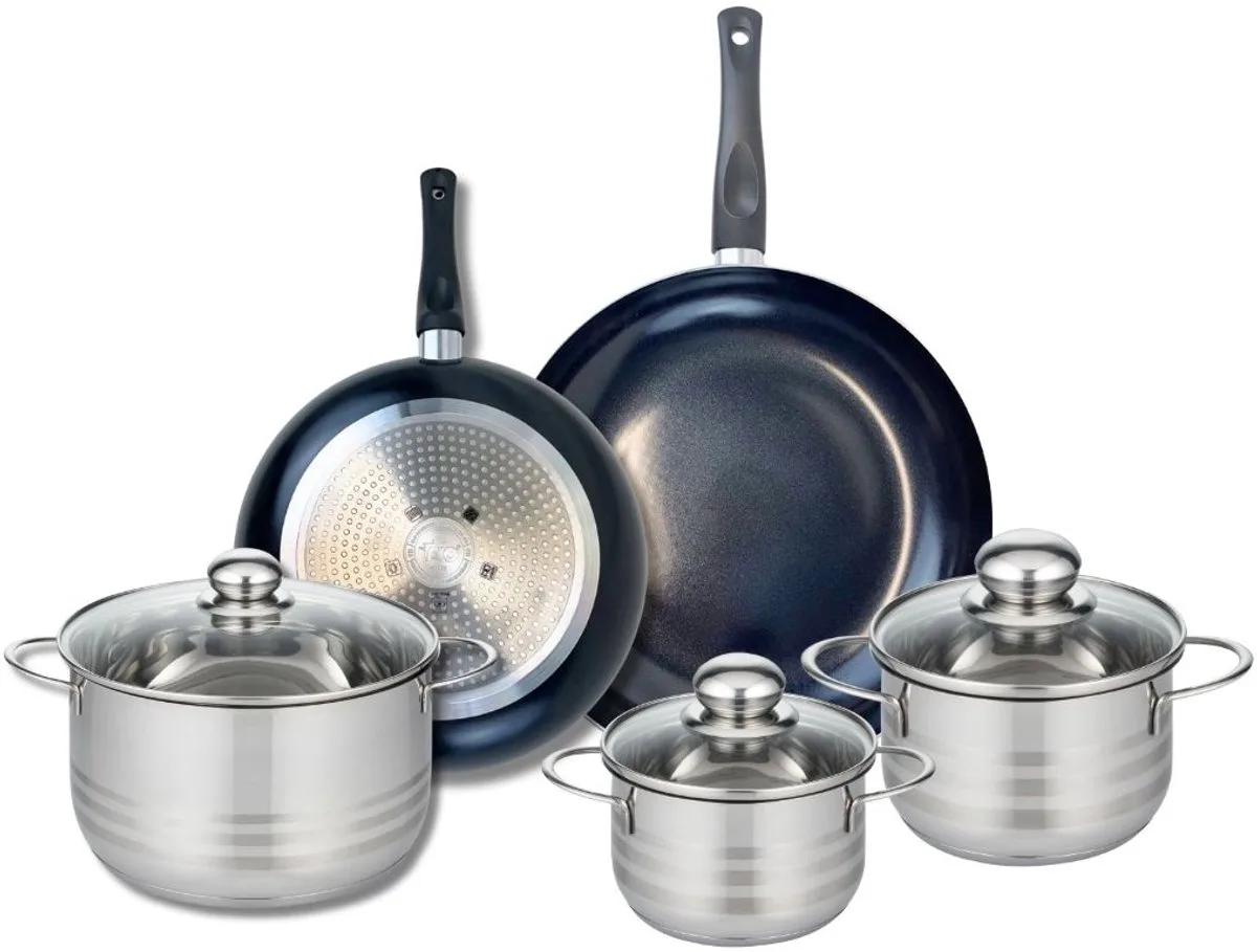 Set van 2 Koekenpannen 24 en 28 cm en 3 Kookpotten 14, 16 en 20 cm Elo Prima Glanzend by Fackelmann in Black – product photo